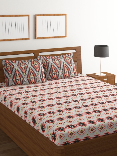 

BOMBAY DYEING Multicoloured Abstract Flat 104 TC Cotton 1 King Bedsheet with 2 Pillow Covers, Multi