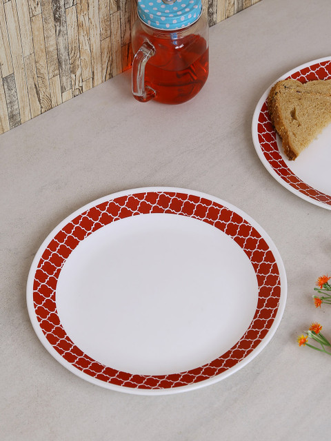 

Corelle Crimson Trellis White and Red Set Of 6 Printed Plates