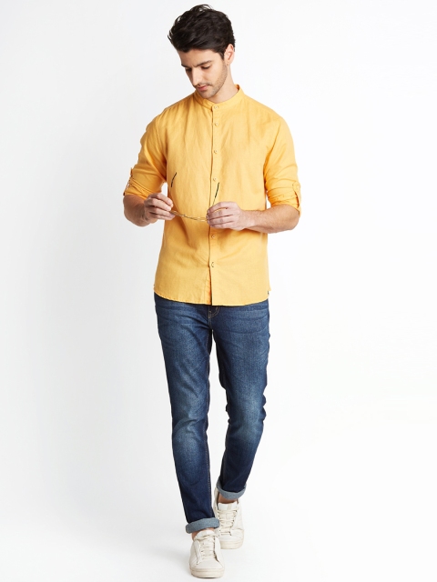 

Urban Ranger by pantaloons Men Yellow Slim Fit Solid Casual Shirt