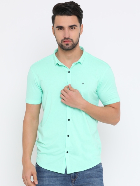 

SHOWOFF Men Sea Green Slim Fit Solid Casual Shirt