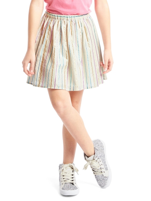 

GAP Girls White Shimmer Stripe Flippy Skirt, Off white