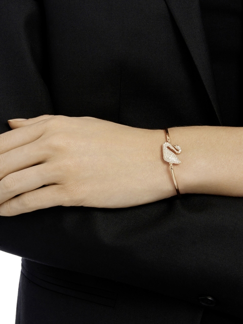 

Swaroski Women White & Rose Gold Plated Swan Bracelet