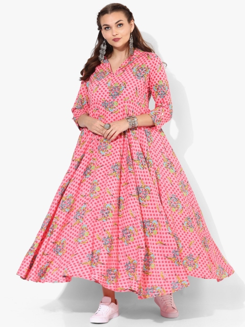 

Sangria Women Pink Printed Asymmetric Anarkali Kurta