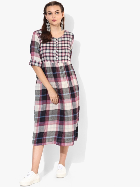 

Yarn Dyed double cloth checks tunic with rolled up sleeve detail, Multi