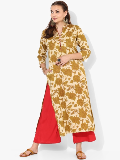 

Sangria Women Beige Printed Straight Kurta
