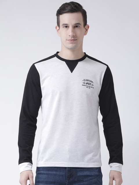 

Club York Men White Colourblocked Round Neck T-shirt