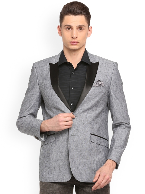 

Allen Solly Men Grey Solid Slim-Fit Single-Breasted Blazer