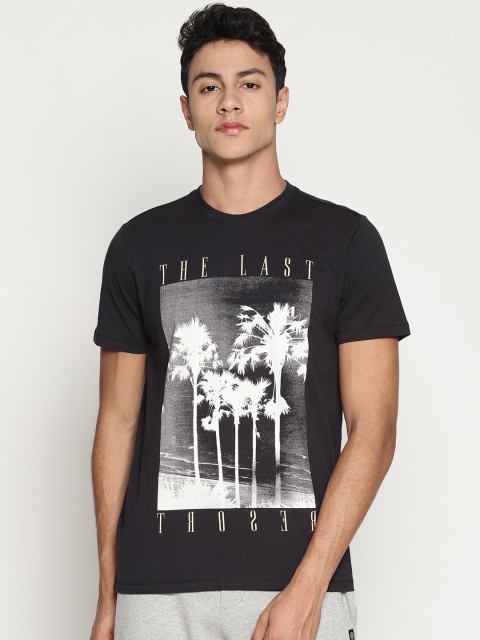 

Soul Space Men Charcoal Printed Round Neck T-shirt
