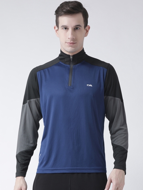 

Club York Men Blue Colourblocked High Neck T-shirt