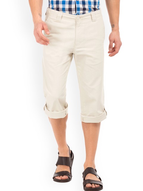 

Cherokee Men Cream-Coloured & Navy Blue Slim Fit Solid Regular Trousers