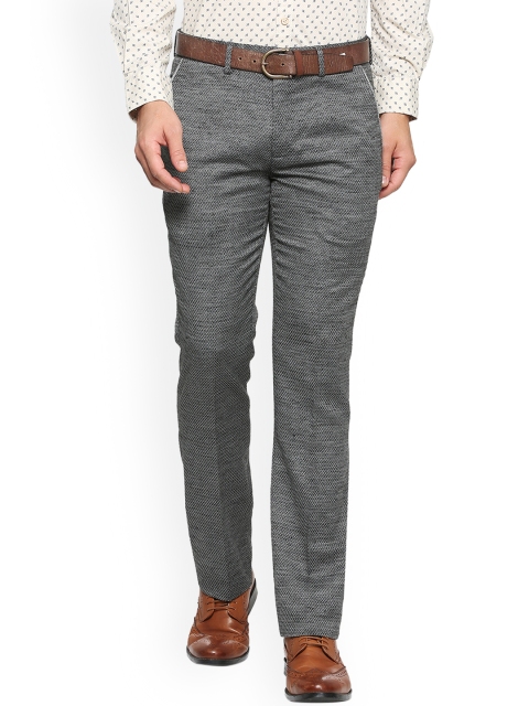 

V Dot Men Grey Skinny Fit Self Design Regular Trousers
