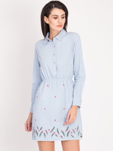 

Magzayra Women Blue Printed A-Line Dress
