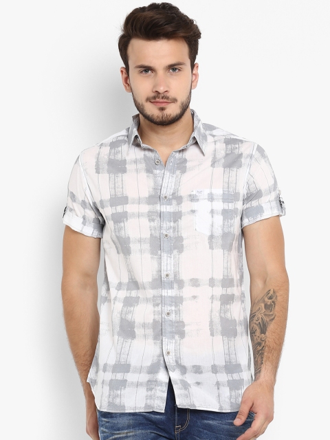 

Mufti Men White & Grey Slim Fit Printed Casual Shirt