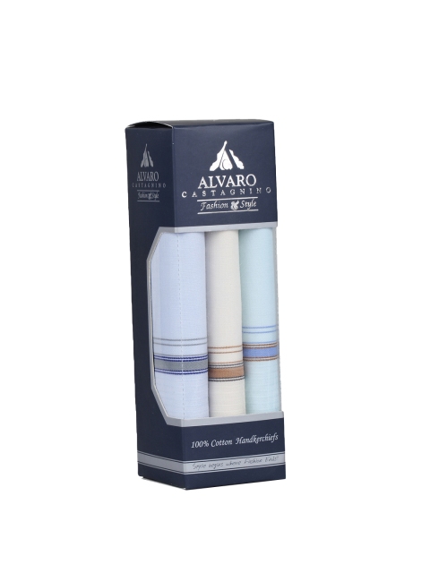 

Alvaro Castagnino Men Pack of 3 Multicoloured Cotton Handkerchieves, Multi