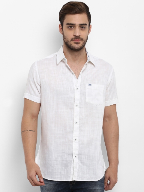 

Mufti Men White Slim Fit Solid Casual Shirt
