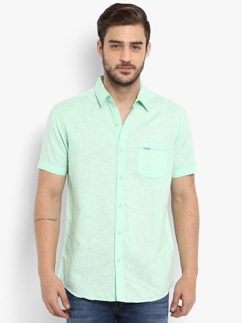

Mufti Men Sea Green Slim Fit Solid Casual Shirt