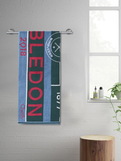

SPACES Wimbledon Silver Cotton Ladies Bath Towel, Blue