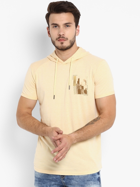 

Mufti Men Yellow Solid Hood T-shirt