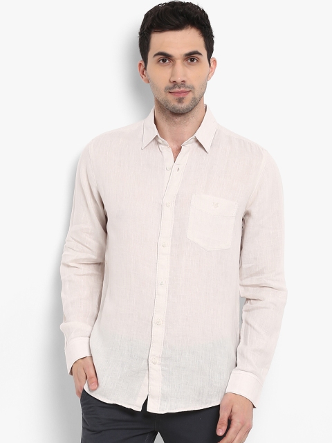 

Mufti Men Beige Slim Fit Solid Linen Casual Shirt