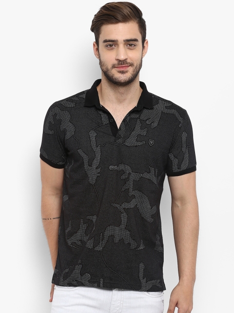 

Mufti Men Black Printed Polo Collar T-shirt