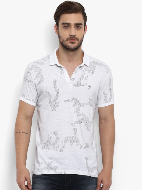 

Mufti Men White Printed Polo Collar T-shirt