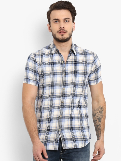 

Mufti Men Blue Slim Fit Checked Casual Shirt