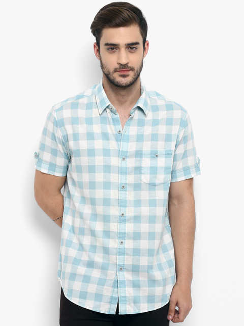 

Mufti Men Blue Slim Fit Checked Casual Shirt