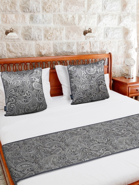 

S9home by Seasons Charcoal Grey Bed Runner with Cushion Covers
