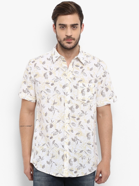 

Mufti Men White & Brown Slim Fit Printed Casual Shirt