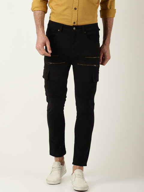 

Blue Saint Men Black Skinny Fit Solid Cargos