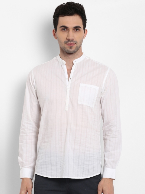 

Mufti Men White Slim Fit Striped Casual Shirt