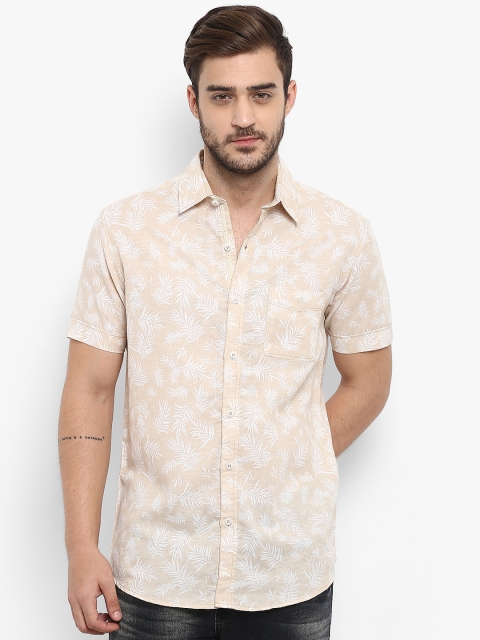 

Mufti Men Beige Slim Fit Printed Casual Shirt