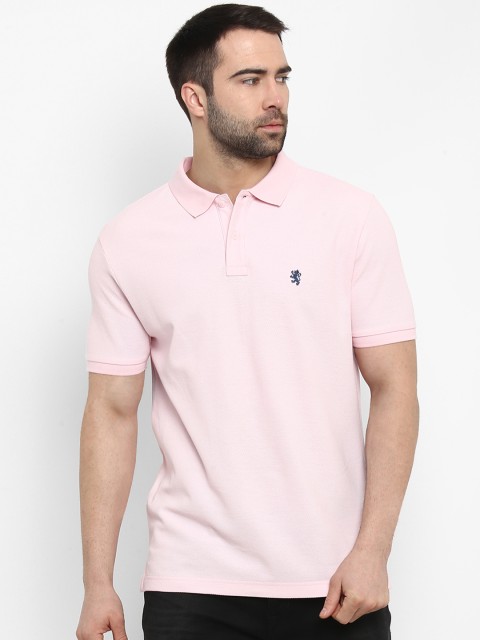 

Red Tape Men Pink Solid Polo Collar Pure Cotton T-shirt