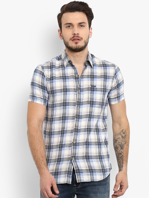 

Mufti Men Blue Slim Fit Checked Casual Shirt