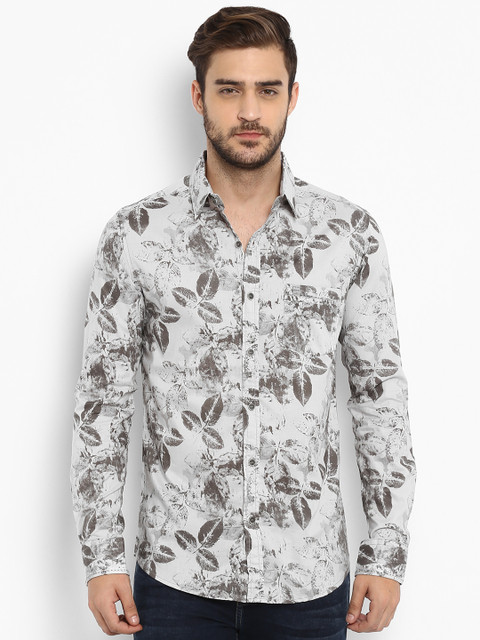 

Mufti Men Grey Slim Fit Printed Casual Shirt