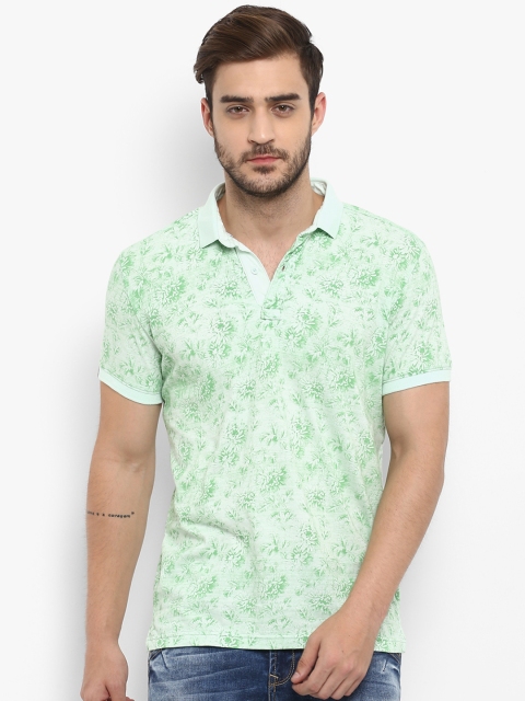 

Mufti Men Green Printed Slim Fit Polo Collar T-shirt