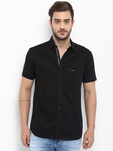 

Mufti Men Black Slim Fit Solid Casual Shirt