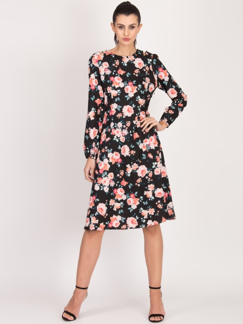 

Magzayra Women Multicoloured Printed Fit and Flare Dress, Multi