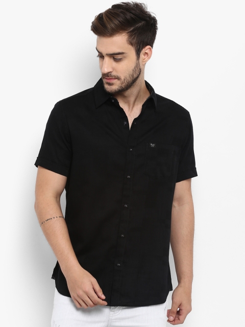 

Mufti Men Black Slim Fit Solid Casual Shirt