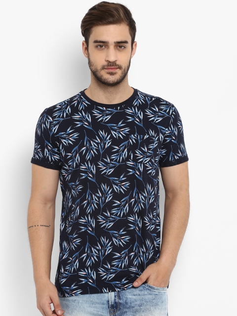 

Mufti Men Navy Blue Printed Round Neck T-shirt