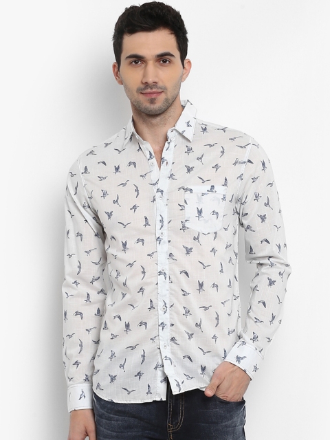 

Mufti Men White & Blue Slim Fit Printed Casual Shirt