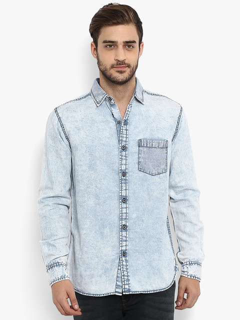 

Mufti Men Blue Slim Fit Faded Casual Shirt