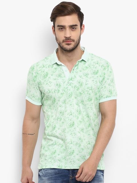 

Mufti Men Green Printed Polo Collar Pure Cotton T-shirt