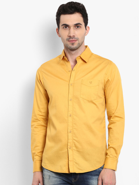 

Mufti Men Yellow Slim Fit Solid Casual Shirt