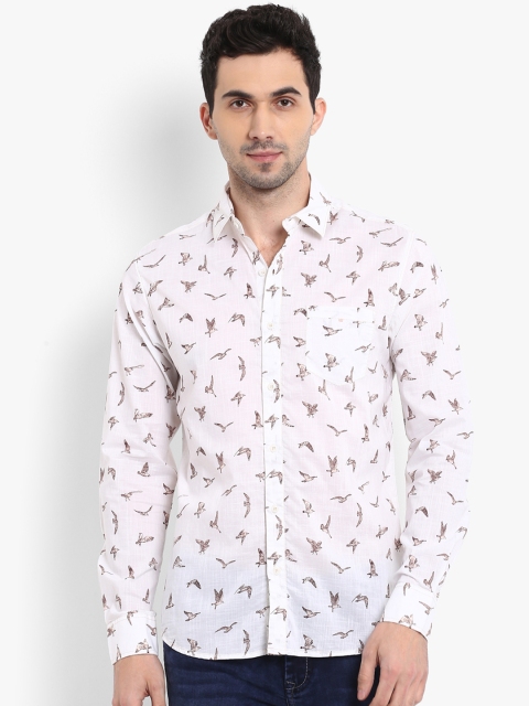 

Mufti Men White & Brown Slim Fit Printed Casual Shirt