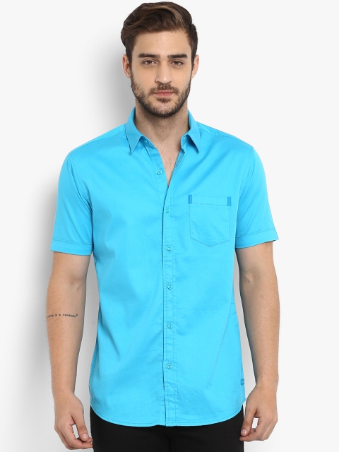 

Mufti Men Turquoise Blue Slim Fit Solid Casual Shirt