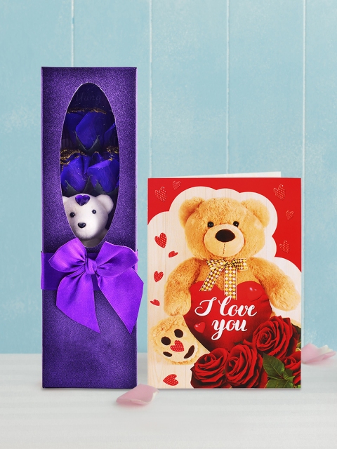 

Archies Purple & Multicoloured Combo of Flower Soap & Greeting Card