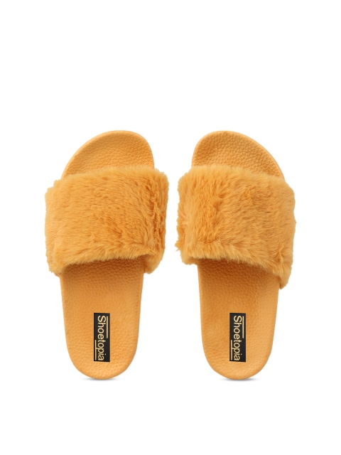 

Shoetopia Women Yellow Solid Sliders
