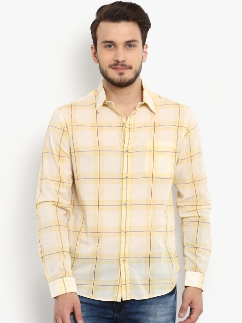 

Mufti Men Yellow Slim Fit Checked Casual Shirt