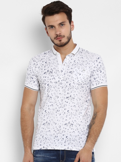 

Mufti Men White & Blue Printed Slim Fit Polo Collar T-shirt